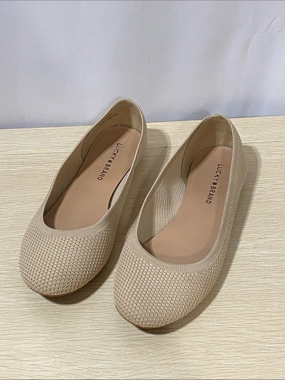 Lucky Brand Knit Ballet Flats in Beige